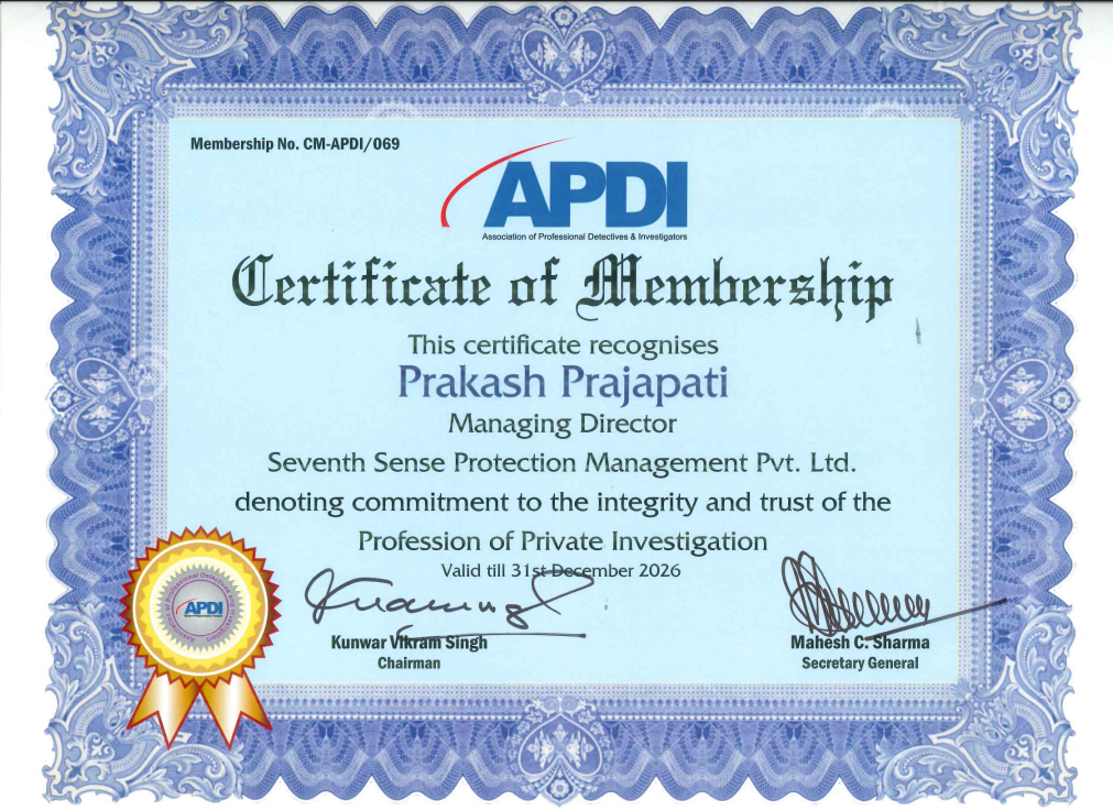 APDI membership certificate