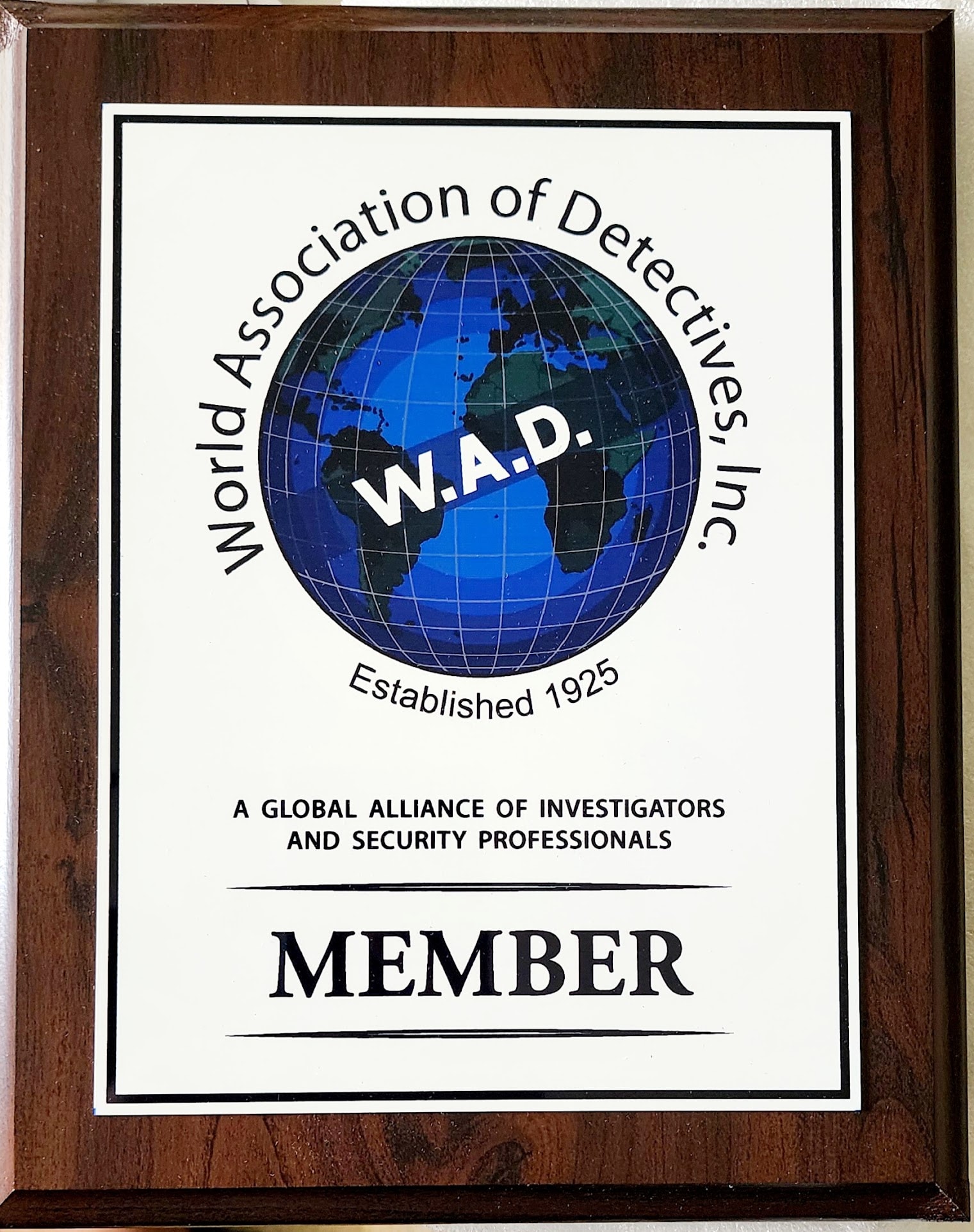 W.A.D membership certificate